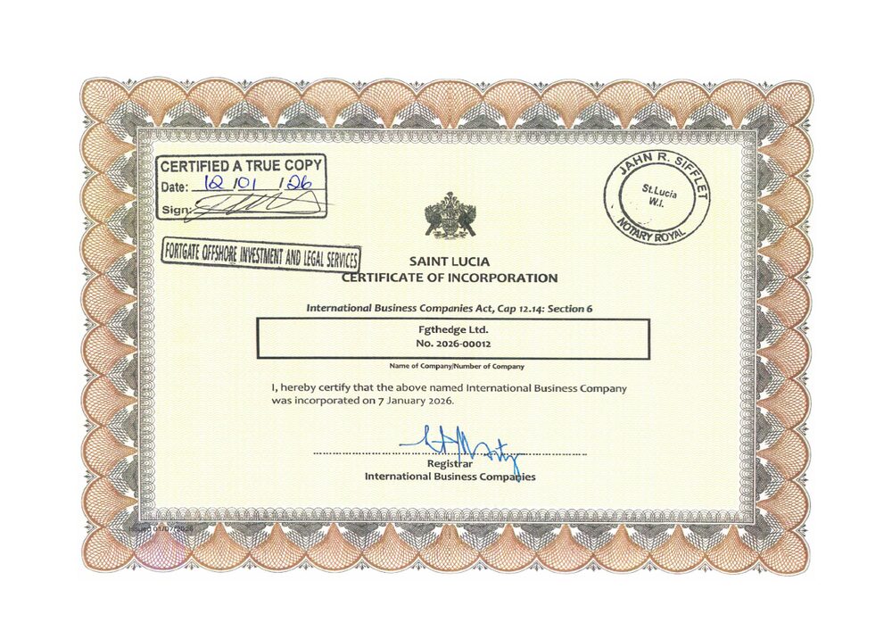 Certificate of Incorporation — Fgthedge Ltd.